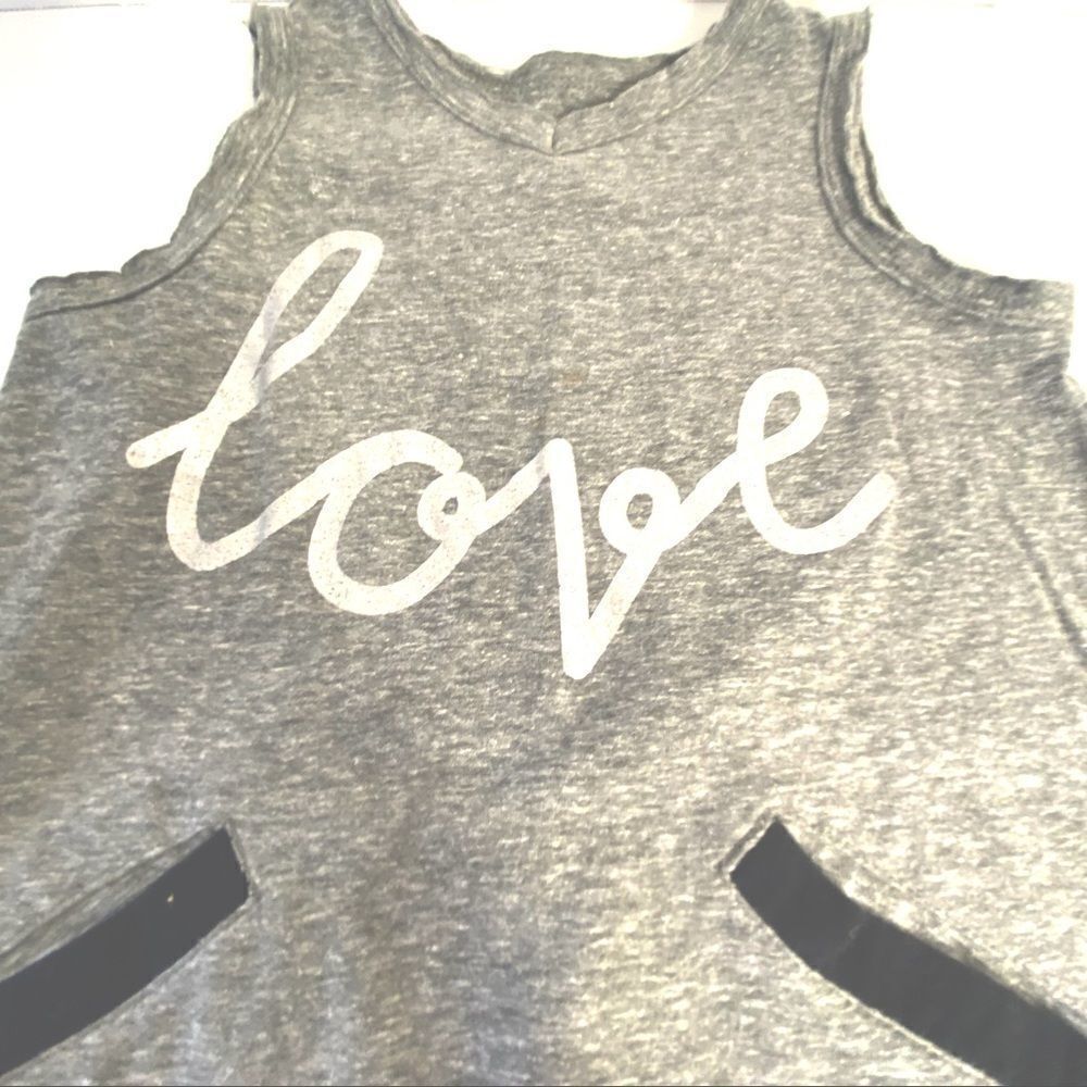 Miniville Romper Infant Gray Sleeveless “Love” Full Length Jumper Size 24 Month - Picture 4 of 11